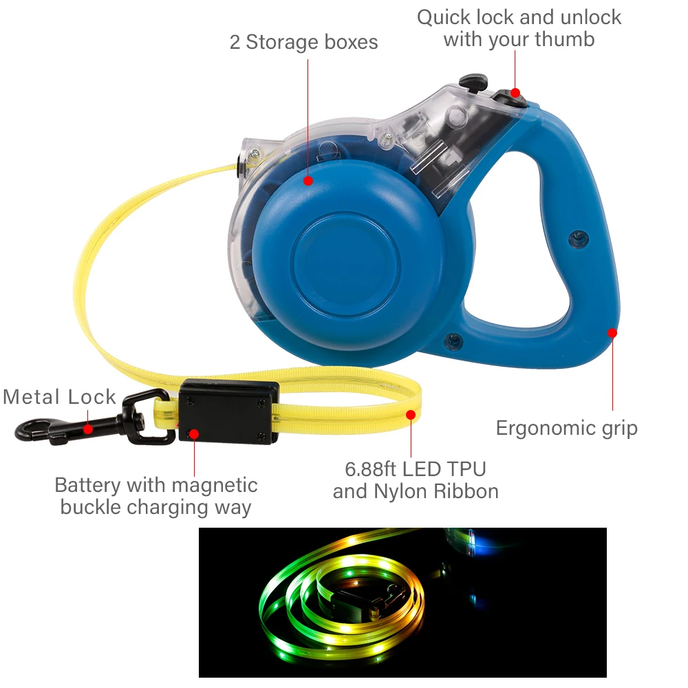 

Hot New 6.8ft Retractable Dog Leash for Small Medium Large Dog Nylon Dog Leash Rope Ribbon Anti-Slip Handle Strong One-Handed Br