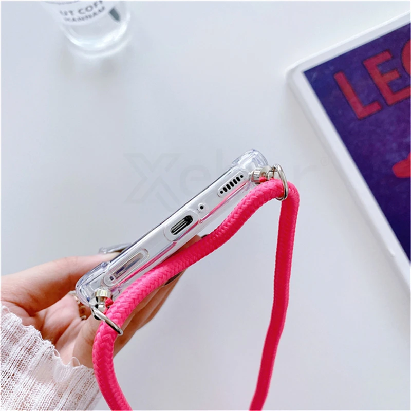 Transparent Soft Silicone Phone Case with Neck Strap Lanyard