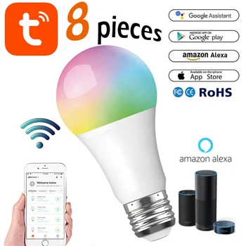 

tuya smart Wifi bulbs smart LED Lamp RGB intelligent bulb dimmable Timer bulbs 7W 9W E26 E27 Alexa Google Home voice control