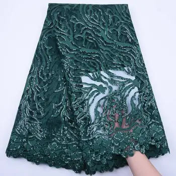 

Teal Green African Dry Lace Fabrics 2020 High Quality Nigerian Lace Fabric With Sequins French Lace Fabric For Party Dress S1816