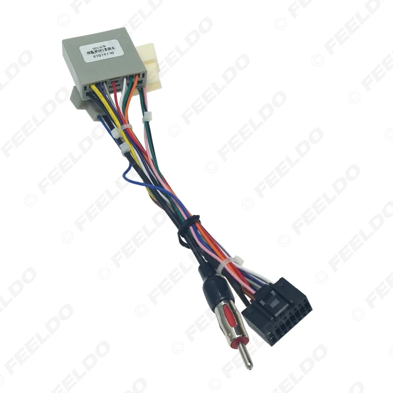 FEELDO 5Pcs Car Multimedia 16Pin Wiring Connector with Radio Antenna Adapter for Honda Civic CRV 2006~2009 Power Wire#FD6227
