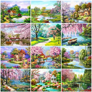 

EverShine Painting By Numbers natural DIY Coloring By Numbers Landscape Canvas Wall Set On Canvas HandPainted Gift Home Decor