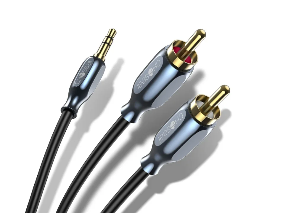Choseal Rca Cabo Adaptador 3.5 mm Aux Rca Cabos Duplo Blindado Ouro-chapeado Step Down Design y Divisor Estéreo Cabo de Áudio - Image 2