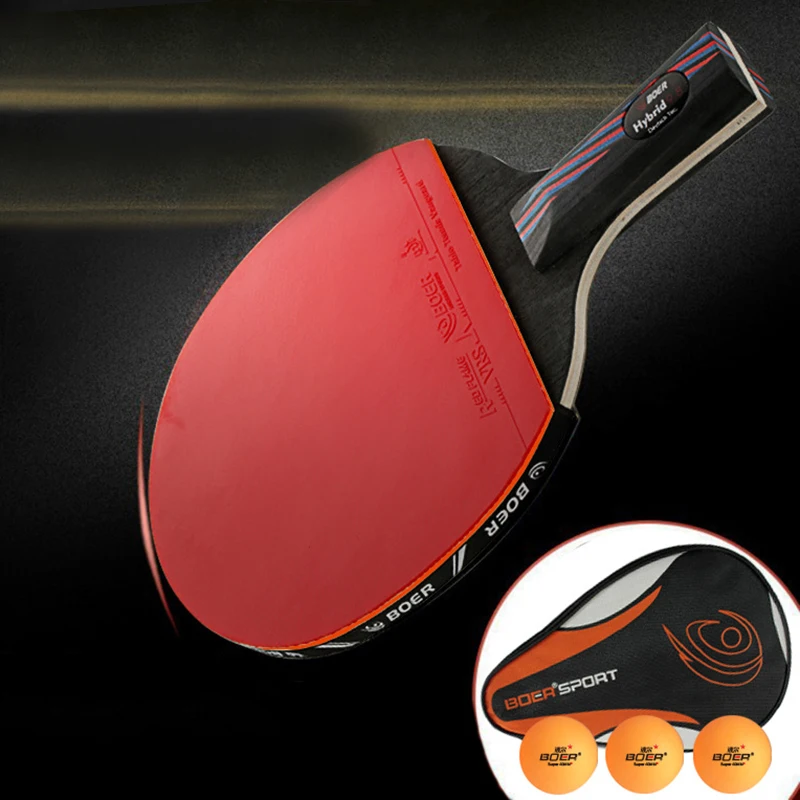Carefully crafted BOER Table Tennis Racket Bat Professional Training+Balls+Cover+Protective Film pingpong racket set