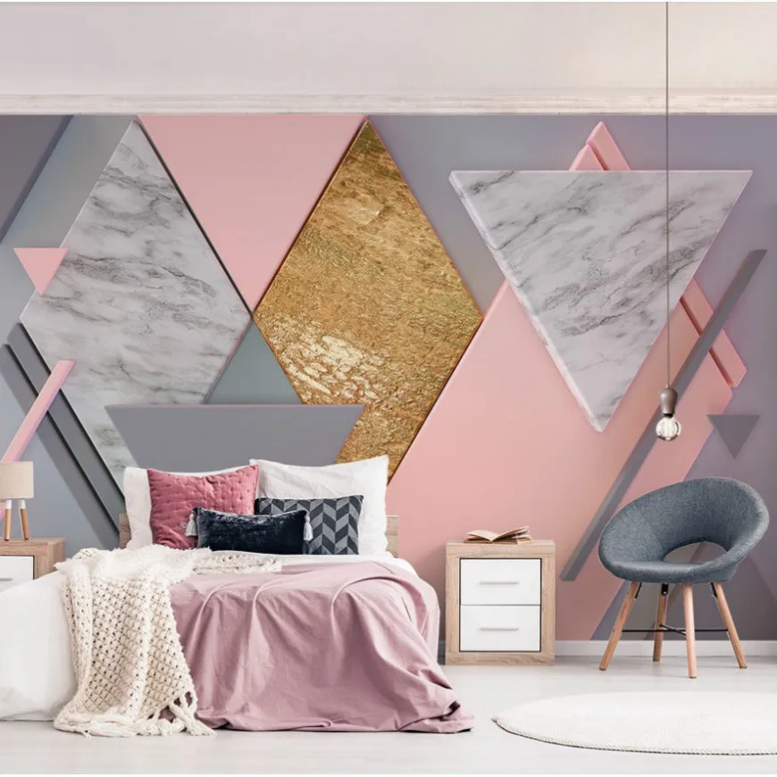 

Drop Shipping 3d Marble Surface Wall Triangle Rhombus Geometric Pattern Bedroom Living Room Background Wallpaper