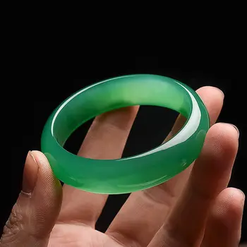 

Natural Agate Chalcedony 54-64mm Green Bangle Elegant Princess Jewelry Best Gift
