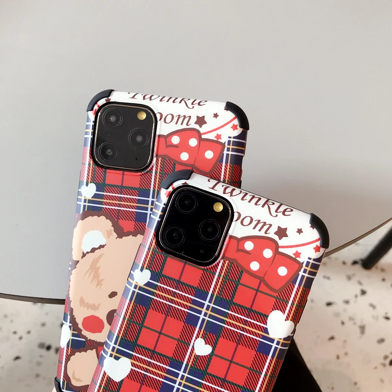 Британский ветер Рождество Медведь Анти-осень чехол для телефона для iphone 11promax XS Max X XR 8 7 6 Plus задняя крышка мягкий IMD чехол для телефона s