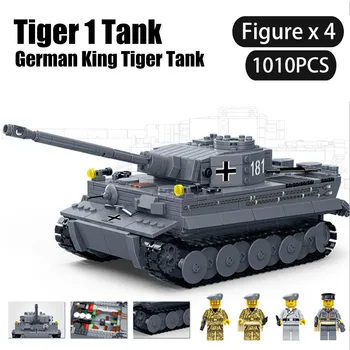 

GUDI 6104 Military German King Tiger I Tank M1A2 ABRAMS MBT Tank Building Blocks Bricks DIY Kid Educational Toys for Children