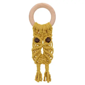 

Kids Baby Teether Crochet Wood Ring Rattle Wooden DIY Crafts Newborn Teeth Gel