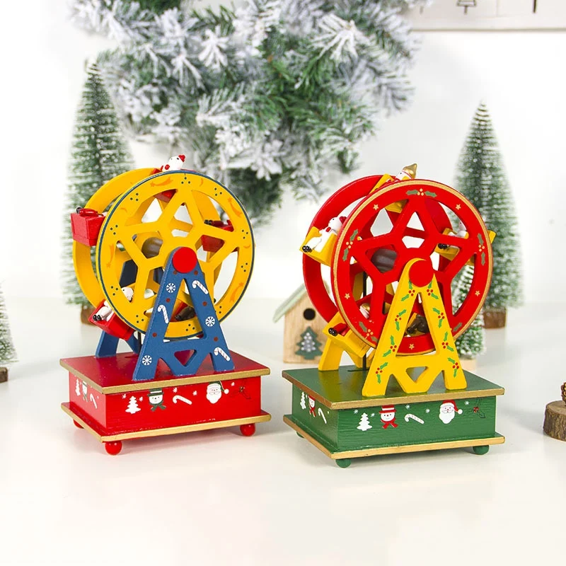 Рождественская деревянная музыкальная шкатулка для детей, Подарочная Музыкальная Коробка, рождественские украшения для домашнего декора