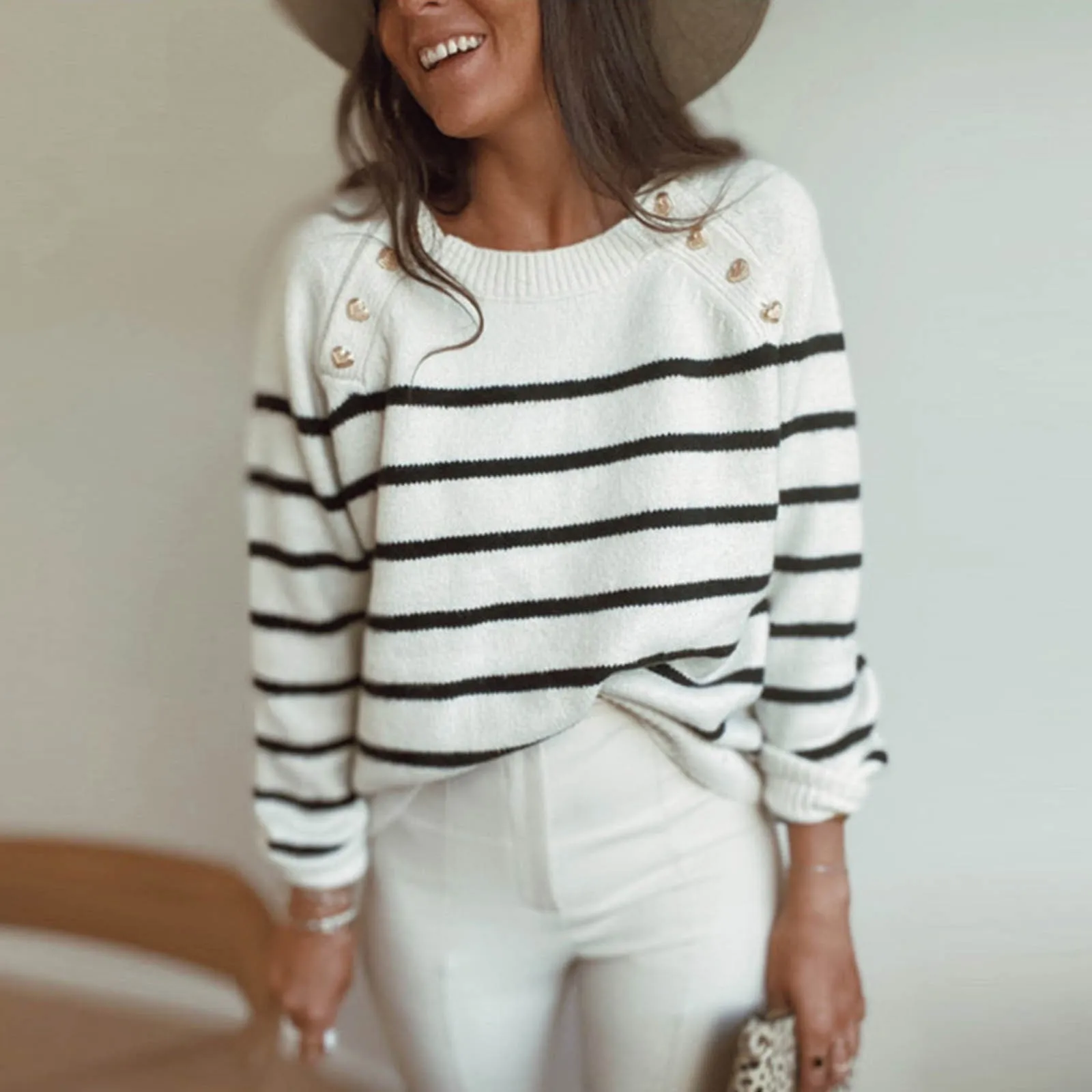 Autumn Winter Knitted Striped Sweater Women Casual Oversized Pullovers Sweaters Loose Warm Jumper Streetwear Teen Knitwear 1