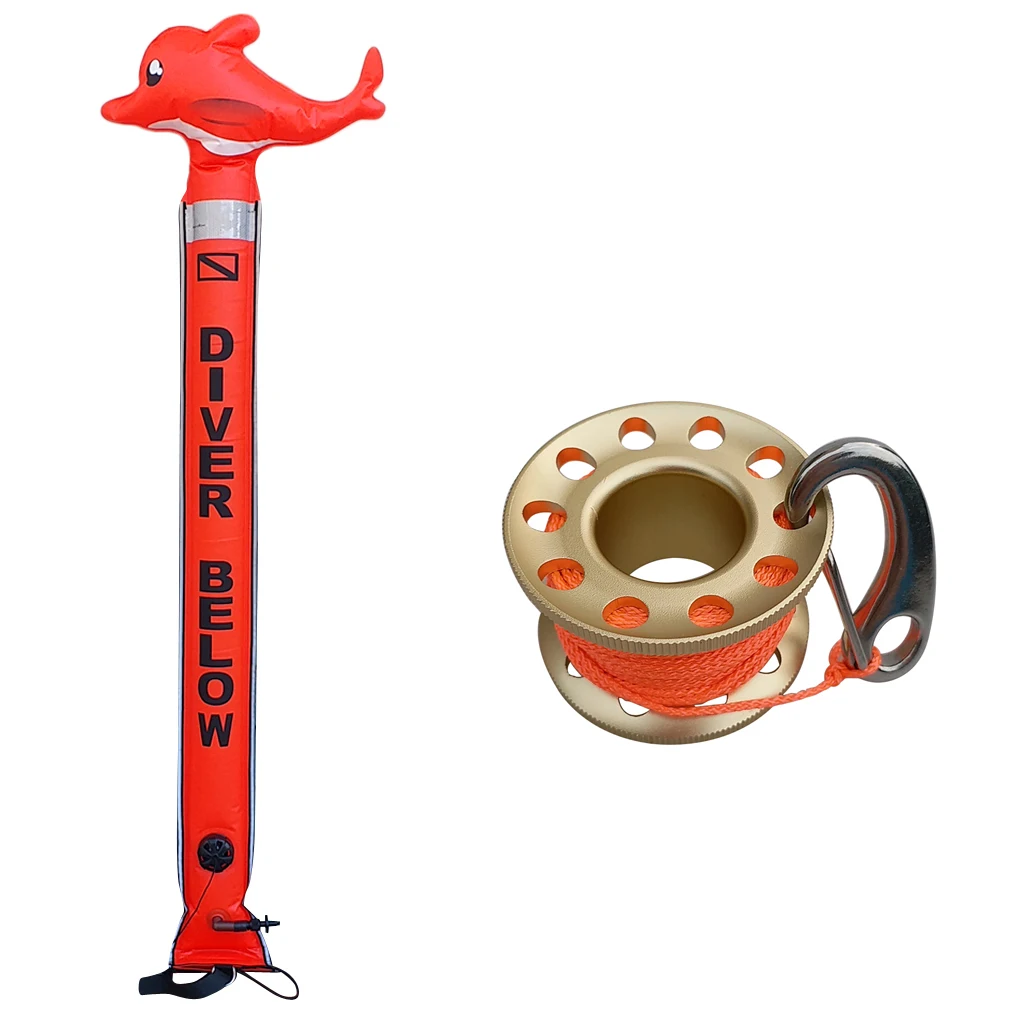 

Scuba Diving Finger Spool Reel Line With Clip & Dive Surface Marker Buoy SMB