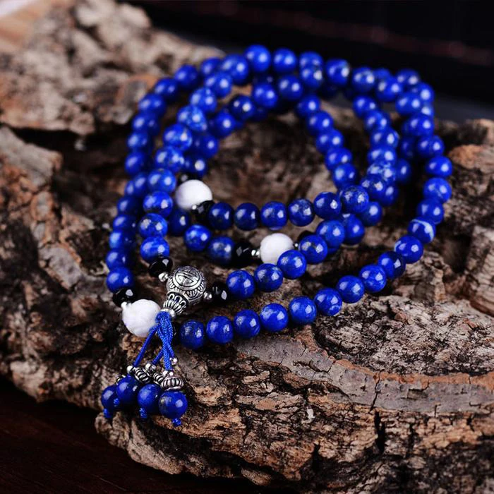 Light-up натуральный bluestone 108 браслет с изображением Будды