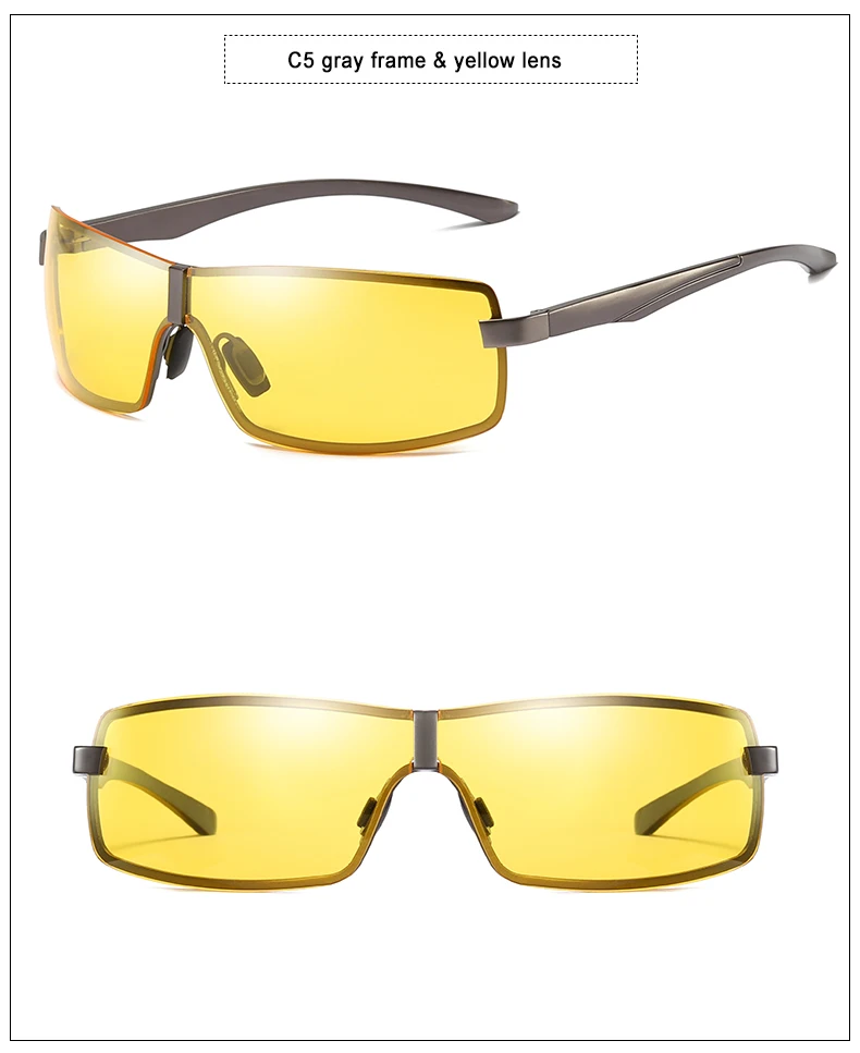 gray yellow BM поляризационные солнцезащитные очки с алюминиевой оправой, мужские, UV400, брендовые, дизайнерские, для вождения, солнцезащитные очки, мужские, зеркальные, Ретро стиль, oculos masculino - Цвет линз: gray yellow