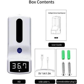 

K9 Automatic Liquid Soap Dispenser Smart Sensor Digital Hands Washing Free Machine Non-Contact Infrared Thermometer