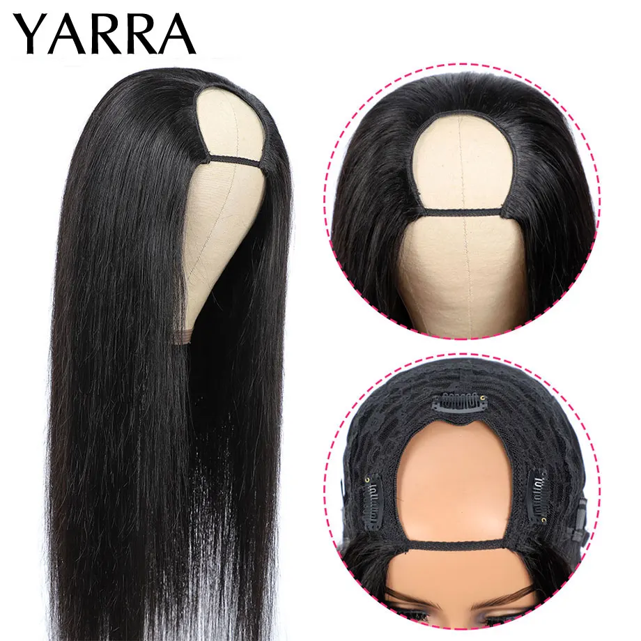 Brazilian Straight U Part Wig Human Hair With Clips Glueless Straight U Part Wig for Women Remy Hair Machine Made Yarra Hair 3