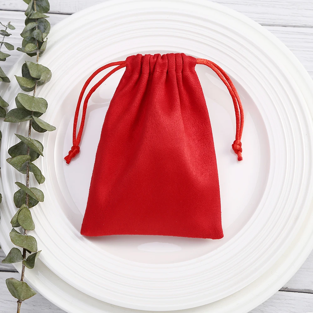 New 50pcs Jewelry Pouch Packaging Flannel Velvet Drawstring Gift Bags Business Small Ring Necklace Earring Pouch