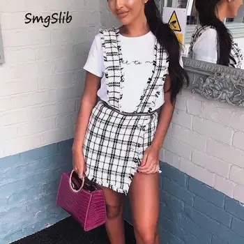

2020 mini skirt Winter tweed skirt women vestidos de fiesta de noche party юбка женская юбка в клетку mode femme printemps