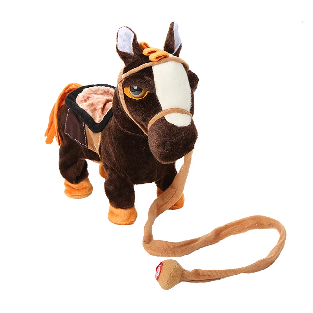 10 дюймов Электрический плюшевый поет и ходит лошадь пони имитация интеллектуальные детские игрушки подарок на день рождения удобные ощущения руки