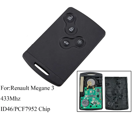 XZCFOR 4 кнопки дистанционный смарт ключ-брелок 433 МГц PCF7952 чип для Renault Megane III 3 2009 2010 2011 2012 2013 ключи