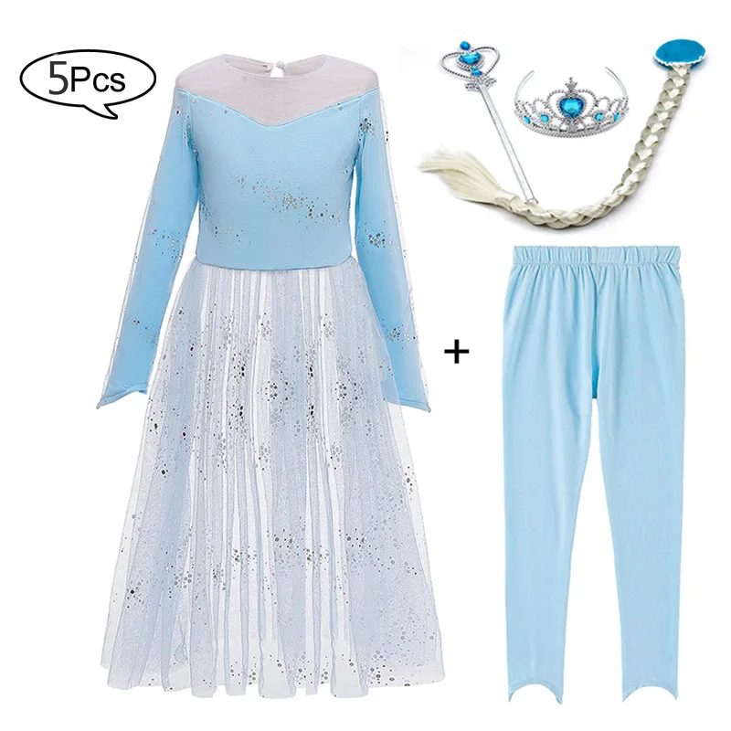 Christmas Girl Dress Cosplay Carnival Party 5pcs Princess Dresses For Girls Costume Halloween Children Clothing 3-12 Years | Детская