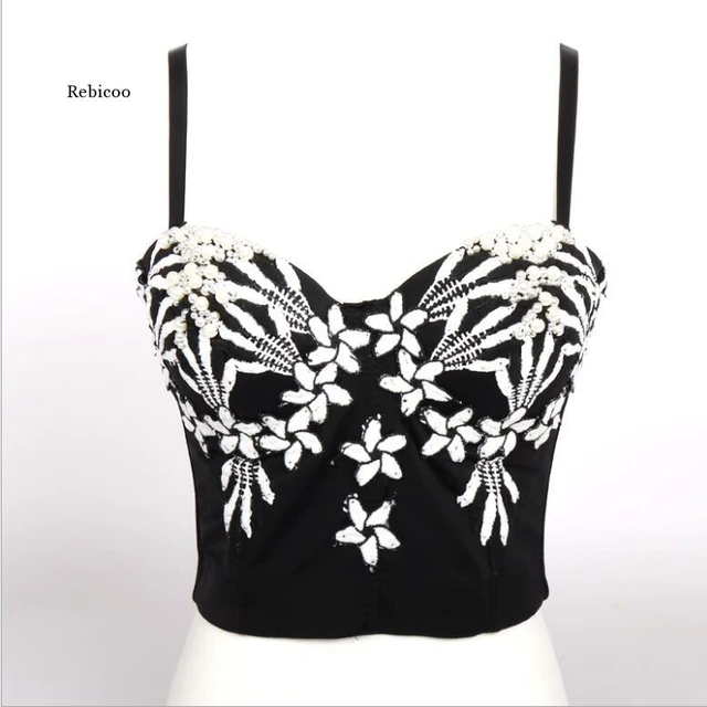 Sexy Nightclub Corset Top European Retro Embroidery Slim White Corset Bra  Star Moon Bandeau Strap Crop Top Wedding Party Bustier - AliExpress