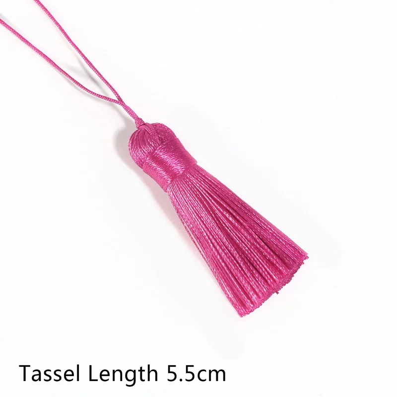 17 цветов, 55 мм, Короткая Толстая хлопковая шелковая кисточка, длинная подвесная веревка, кисточки для рукоделия, занавеска на цепочках, аксессуары для одежды - Цвет: Fuchsia