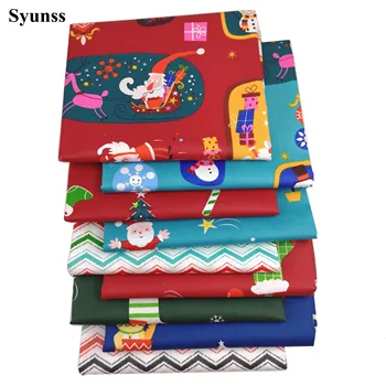 

Syunss New Happy Christmas Printed Cotton Fabric for Diy Patchwork Quilting Baby Cribs The Cloth Cushions Blanket Sewing Tissus