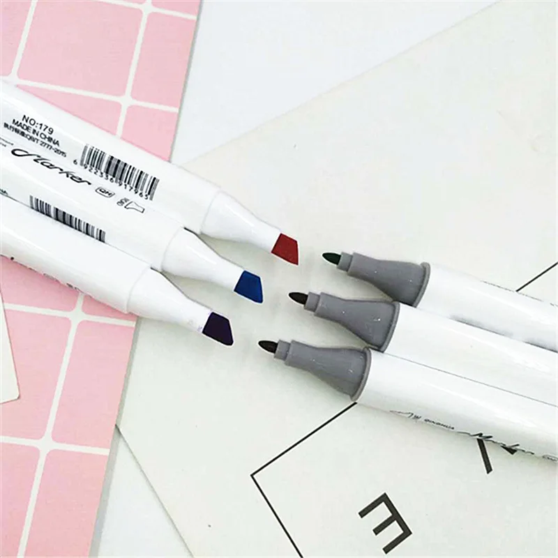 Творческий Цвет Mark ручка с двухголовой Треугольники полюс маркером студентов карандаш комплект, принадлежности для живописи алкоголь Марк ручка