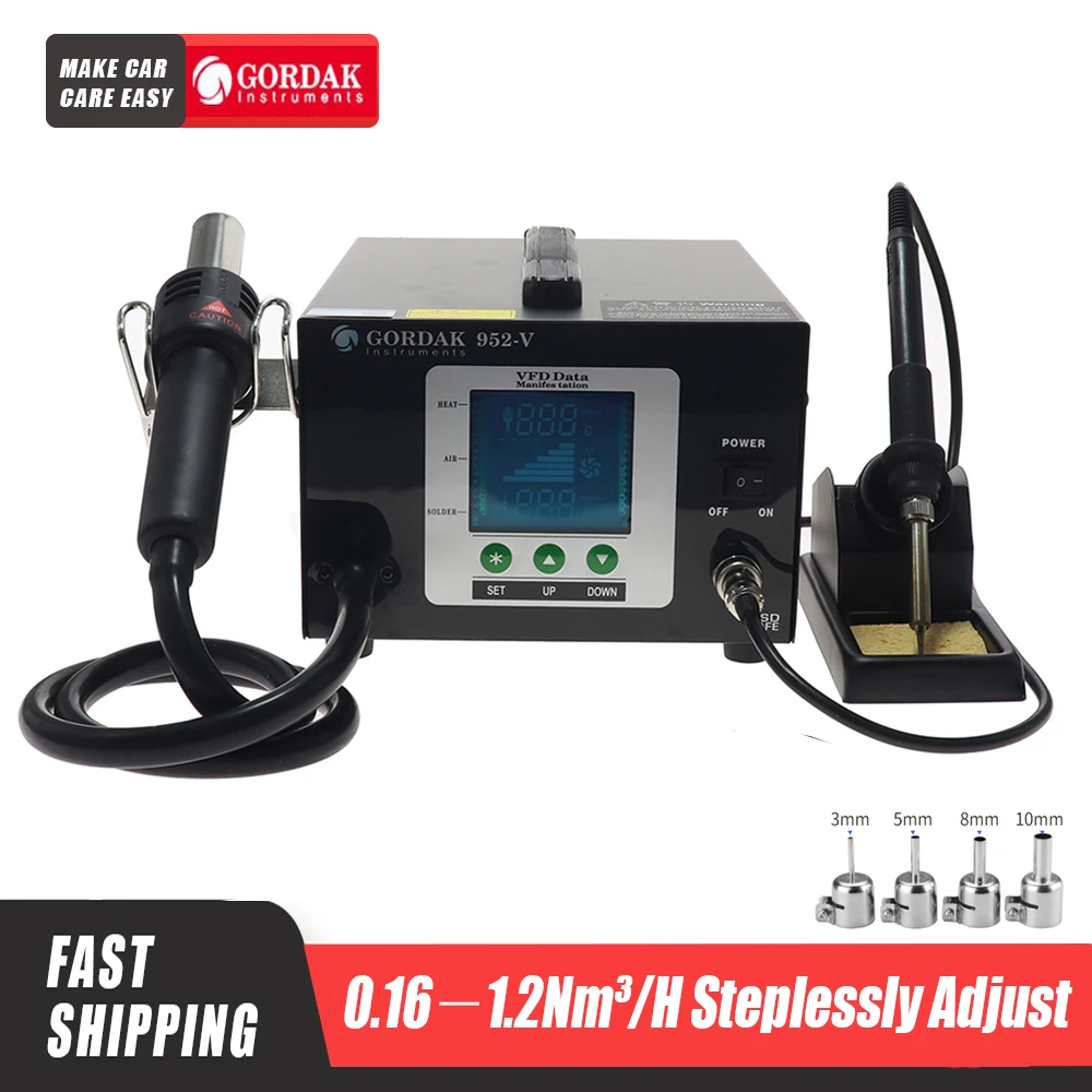GORDAK 952V Intelligent hot air soldering station combined with VFD