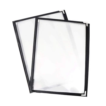 

LUDA 2Pcs Transparent Restaurant Menu Covers for A4 Size Book Style Cafe Bar 3 Pages 6 View