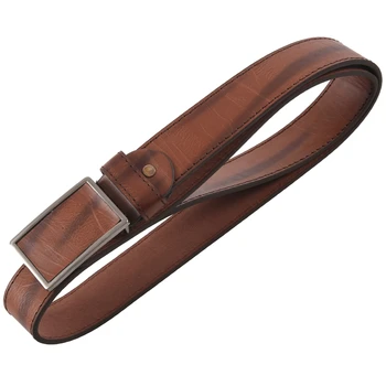 

Men's Leather Belt Metal Buckle Automatic Clasp 39-43 inch coffee