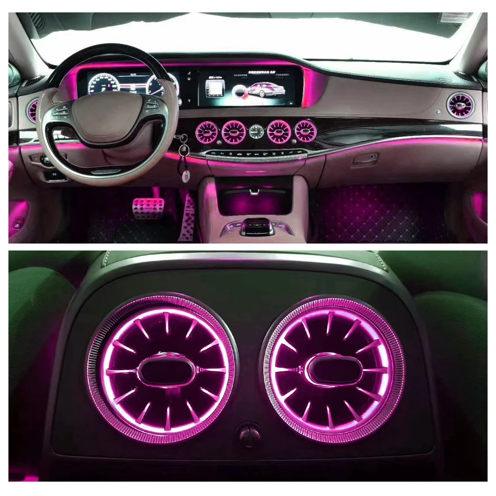 7/64 For Mercedes-Benz S-Class W222 LED Air Vent Ambient Light Condition Outlet Turbine Trim 3D Rotary Tweeter Ambient  Lamp mini cooper headlights