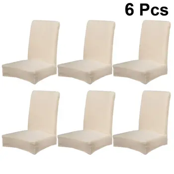 

6pcs Simple Modern Dining Chair Stools Cover Elastic Stretchy Seat Protective Case Full Cover Removable Chair Cover