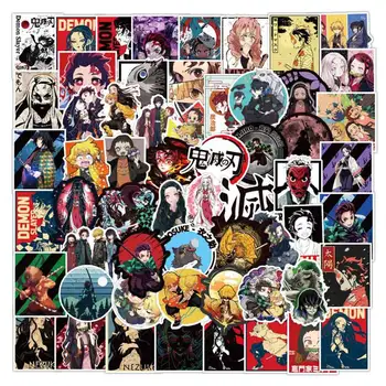 

100Pcs Japan Anime Kimetsu No Yaiba Stickers For Laptop Guitar Suitcase Skateboard Demon Blade Slayer Car Decal Sticker