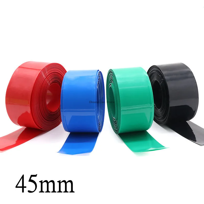 

PVC Heat Shrink Tube 45mm Width Blue Multicolor Shrinkable Cable Sleeve Sheath Pack Cover for 18650 Lithium Battery Film Wrap