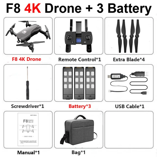 F8 gps Дрон с камерой 4K 1080P HD двухосевой антивибрационный самостабилизирующийся шарнир RC Дрон wifi FPV складной Квадрокоптер бесщеточный - Цвет: 4K 3Battery Bag