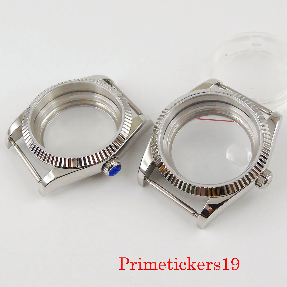 

stainless steel 36mm parnis watch case fit ETA 2836 miyota 8215 automatic movement sapphire glass glass case back