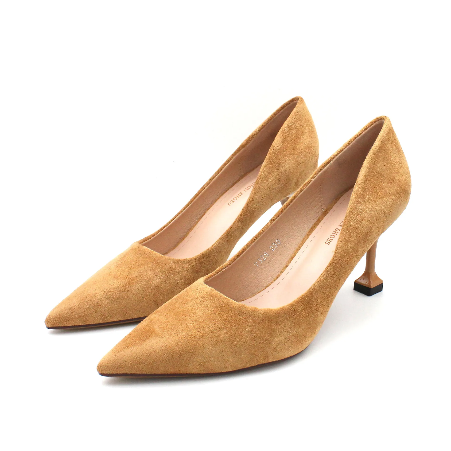 

New Fashion Suede Gold Metal Ornament High Heel Pumps Women's Pointed Toe Elegant Stilettos Party Wedding Pumps Basic Shoes