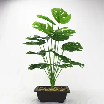 

50cm Artificial Tree Plants planta artificial bonsai Real Touch Monstera Fake Tropical Green Plant Home Garden Decor No pot