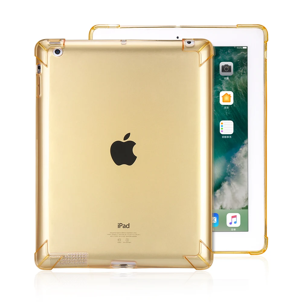 gold Противоударный силиконовый чехол для ipad 2 ipad 3 ipad 4 Чехол Мягкий чехол для ipad 2/3/4 ударопрочный чехол Защита для ipad A1460 - Цвет: gold
