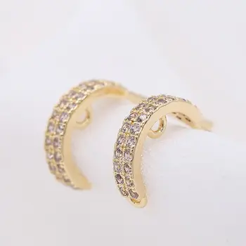 

925 sterling silver earring pin 14k gold color Zircon stone stud earring findings