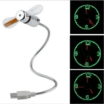 

Hand Mini USB Fan portable gadgets Flexible Gooseneck LED Clock Cool For laptop PC Notebook real Time Display durable Adjustable