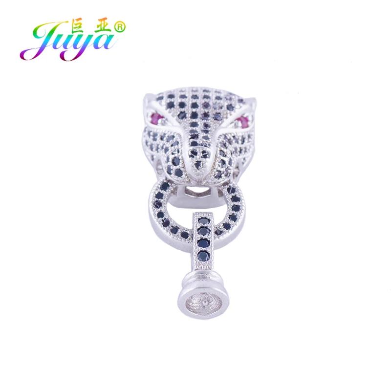 White Gold Red Eye Украшения из бисера компоненты головы леопарда Застежка крюк застежки для натурального камня кристаллы браслет жемчуг ожерелье DIY Изготовление - Цвет: White Gold Red Eye