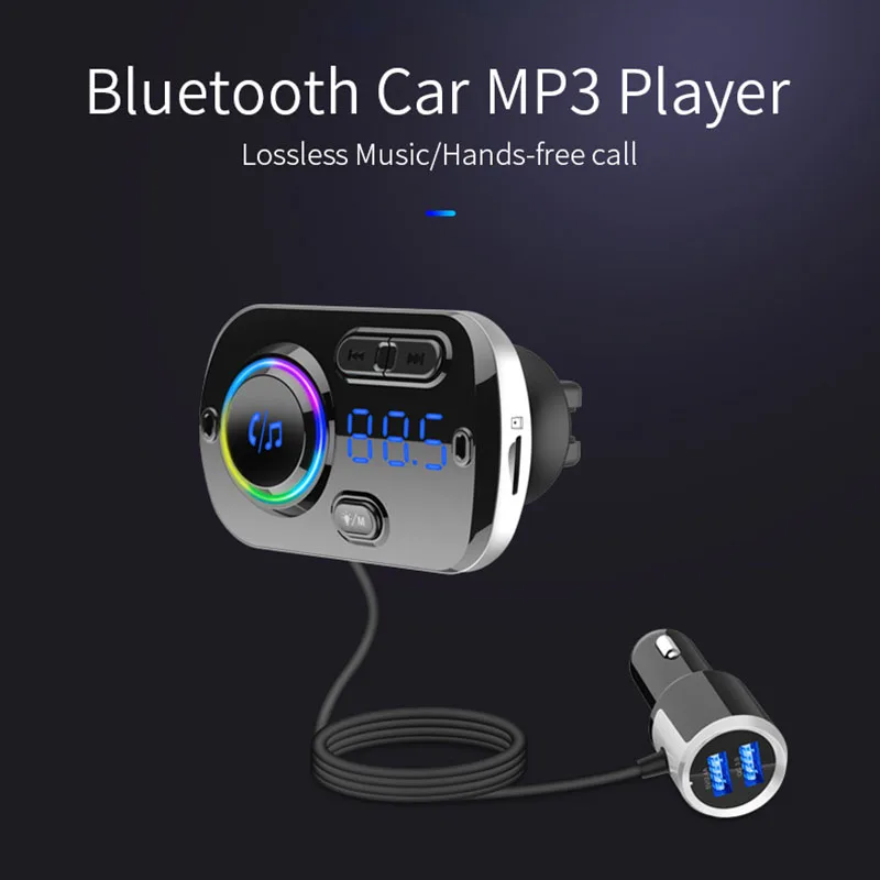 Автомобильное зарядное устройство с двумя USB, Bluetooth, MP3, музыка, TF карта, u-диск, воспроизведение, fm-передатчик, автомобильный комплект, беспроводной Bluetooth, mp3-плеер
