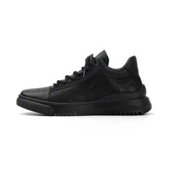 

Genuine Casual Shoes Men Cow Leather High-Top Black Sneakers Hombre Army Boots Comfortable Lace Up Flats Hip Hop Footwear 38-44