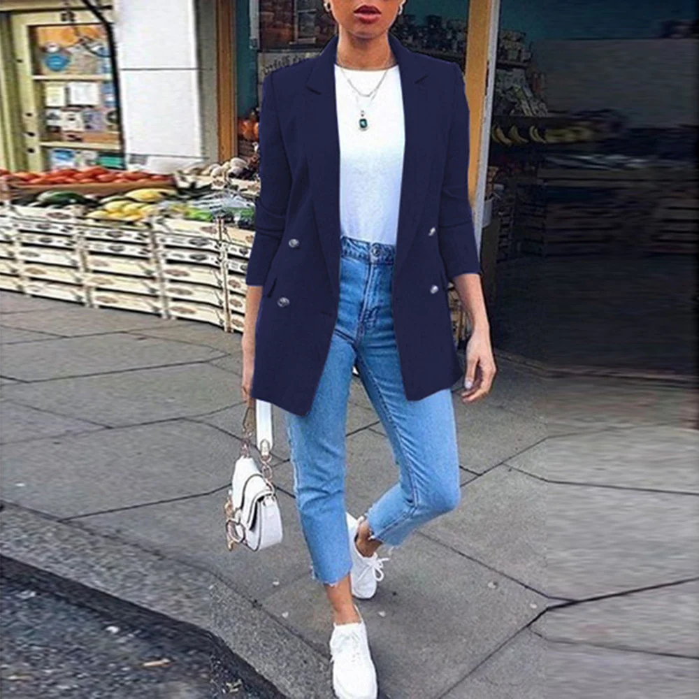 sweat suits women Women's Blazer Casual Long Sleeve Blazers Open Front Lapel Cardigan Blazer Jacket Suit Lady Office Overcoat Formal Blazers white pant suit set