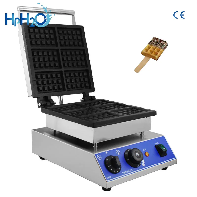 Commercial 6pcs lolly stick waffle maker popsicle shape waffle iron baker