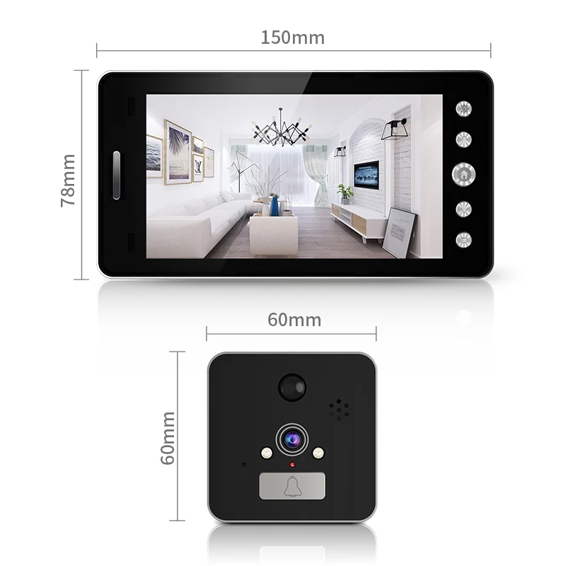 TS-MTK509 5 дюймов 1080P Смарт Электронная камера глаз бытовой Видимый дверной звонок, Android Версия