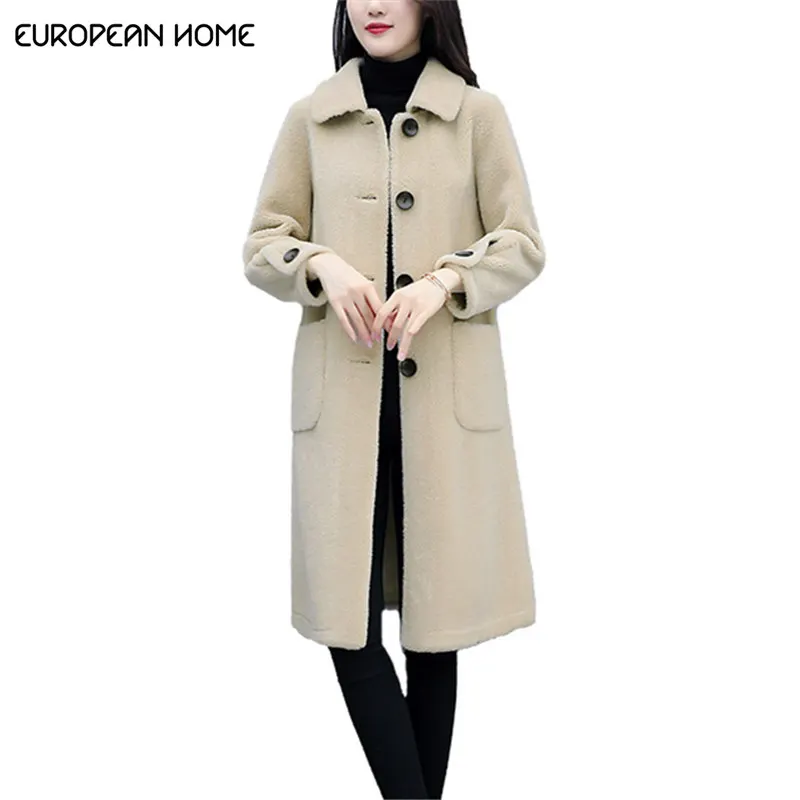 

High Quality Winter Fur Coat Women 2019 New Korean Lamb Fur Coat Elegant Sheep Shearing Plus Size Women Warm Overcoat 1030